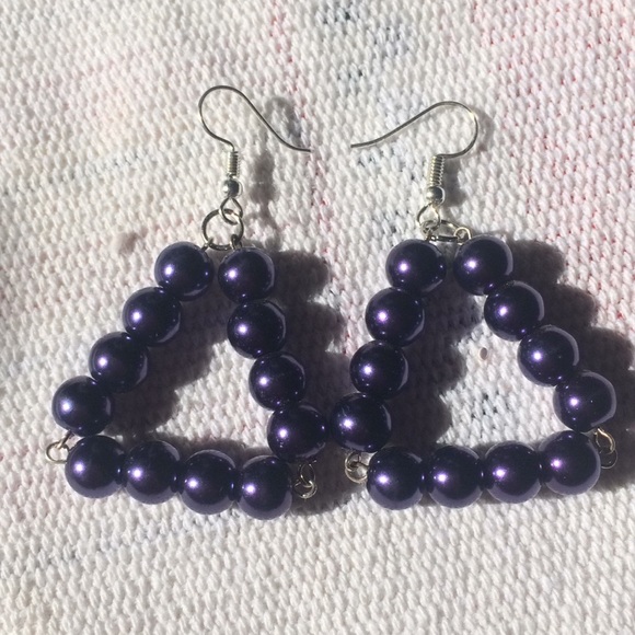 Purple pearl earrings - Picture 2 of 3